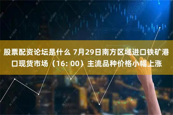股票配资论坛是什么 7月29日南方区域进口铁矿港口现货市场（16: 00）主流品种价格小幅上涨